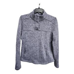 Kyodan Outdoor Mock Neck Snap-T Knit Fleece Pullover Sweater Pocket Womens Med